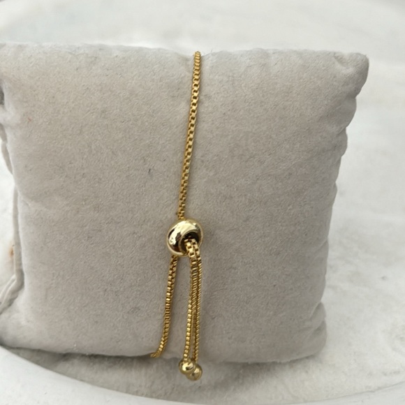 Gold Adjustable Bracelet with Crystals and Infinity Symbol - Picture 4 of 6